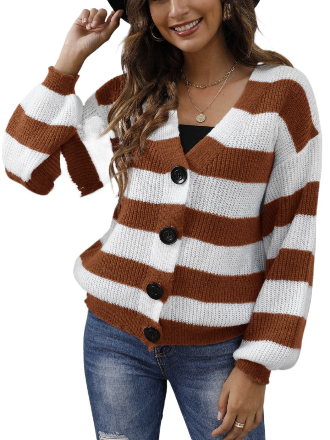 Crosa Color-blocked Striped Knitted Cardigan with Buttons product shape