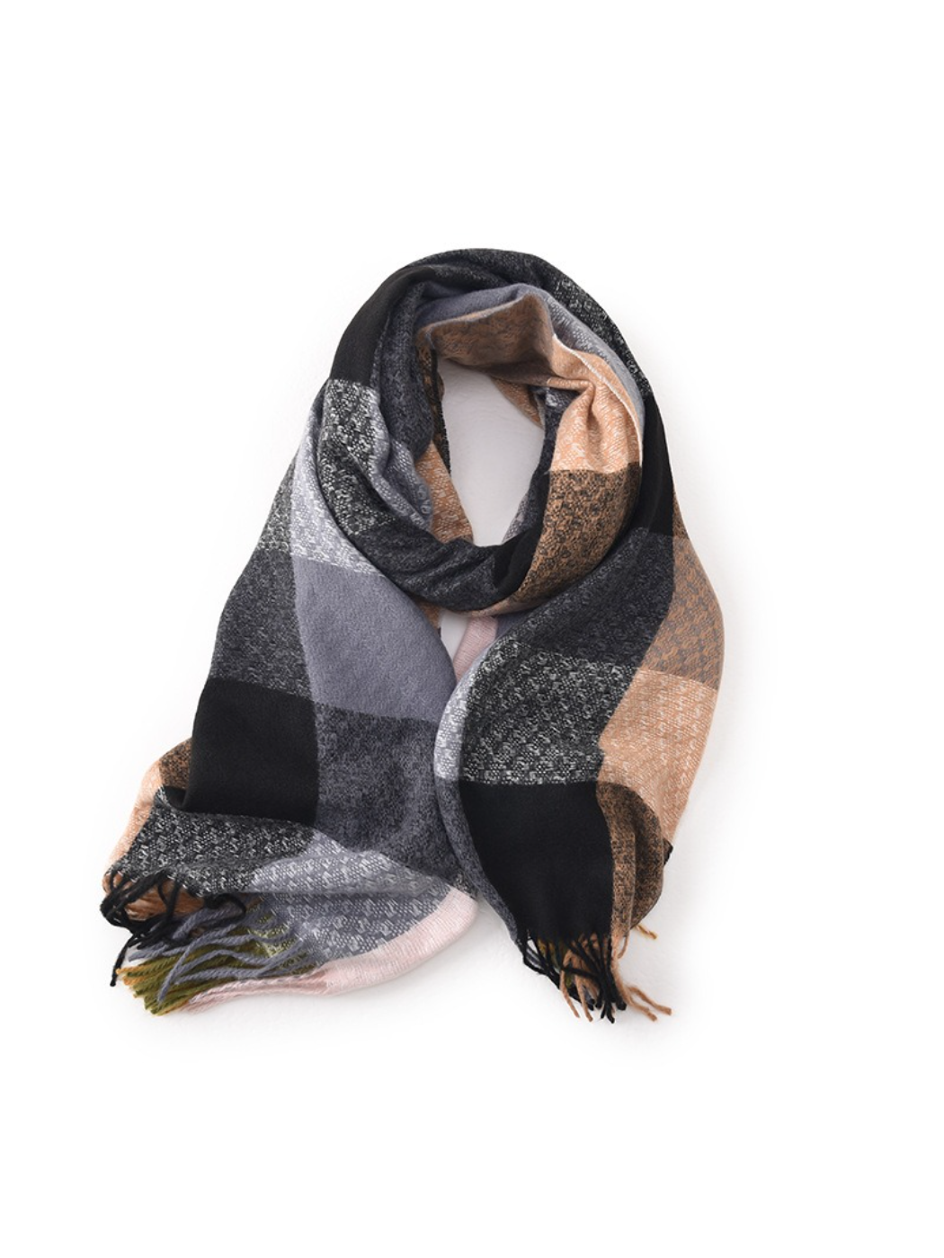 Scarvii - Color Block Geometric Fringe Scarf