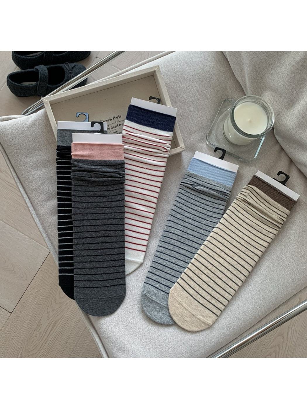 Rufia - Color Block Striped Crew Socks