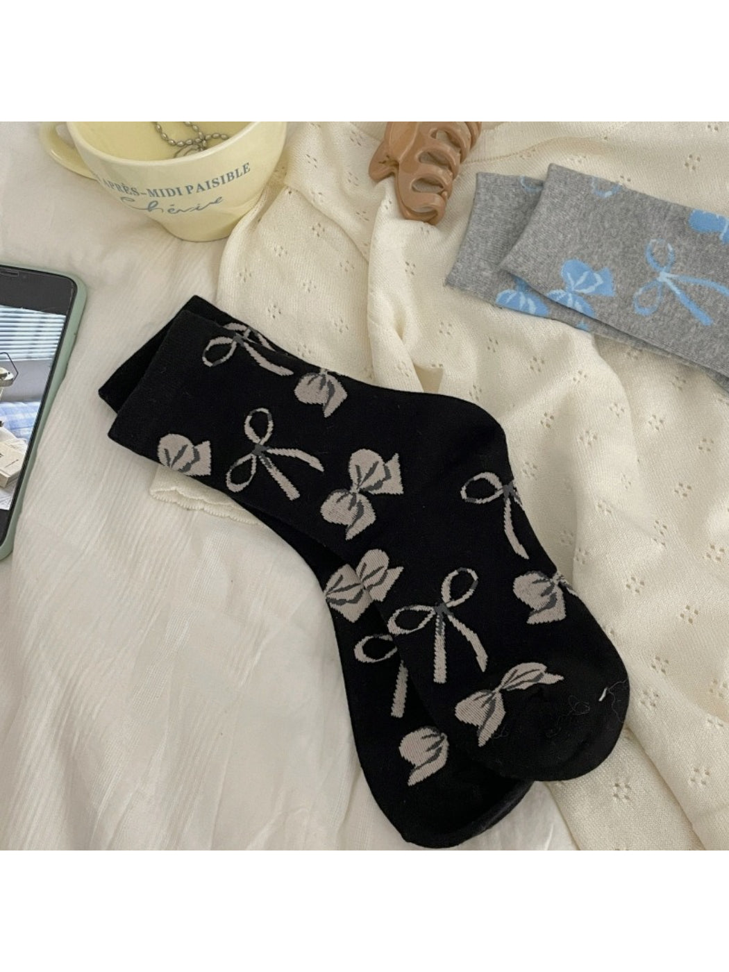 Rufia - Bow Pattern Crew Socks