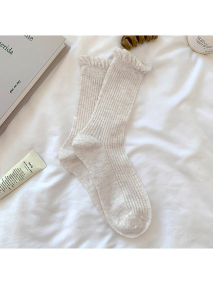 Rufia - Ribbed Ruffle Trim Classic Crew Socks product image 7