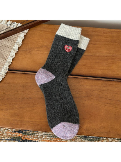 Rufia - Colorblock Winter Motif Crew Socks