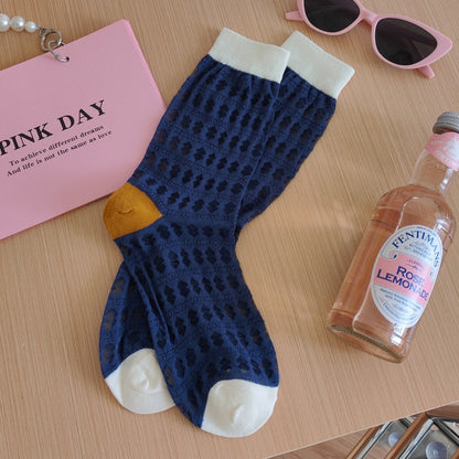Rufia - Neon Color-Blocked Mesh Socks
