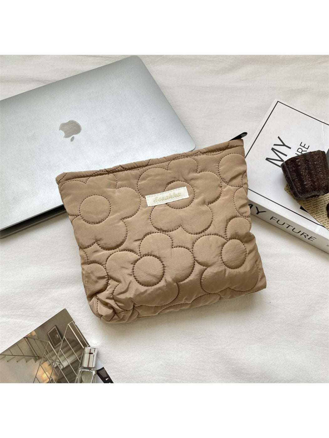 Cosbai cosmetic pouch open showing interior lining and