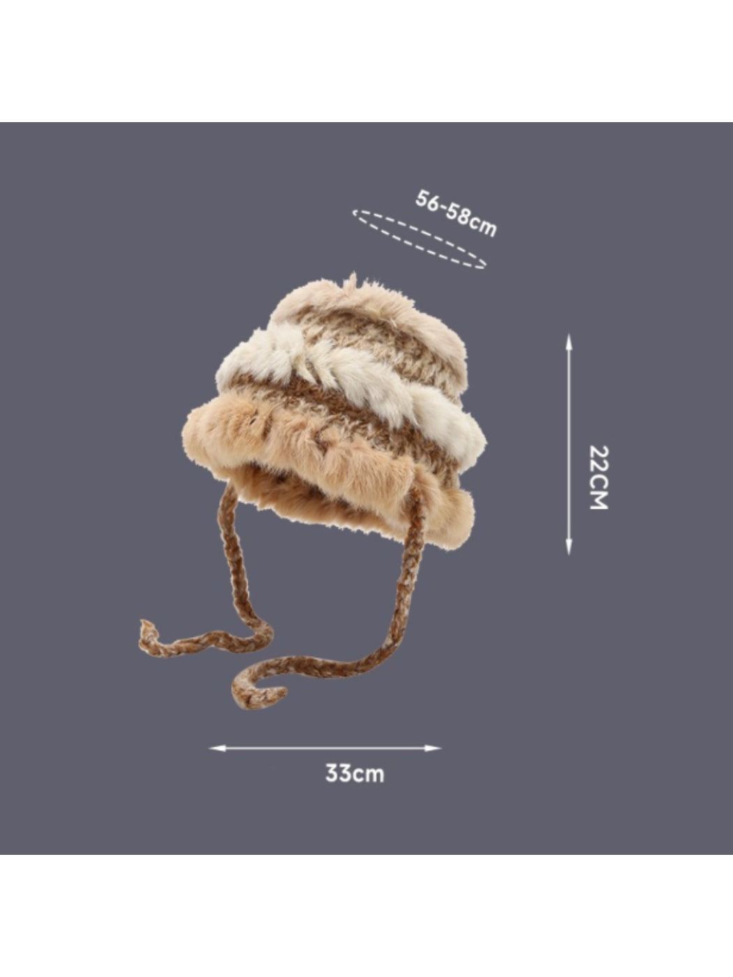 Haila Color Block Earflap Tie Beanie showing color block detail and knit texture