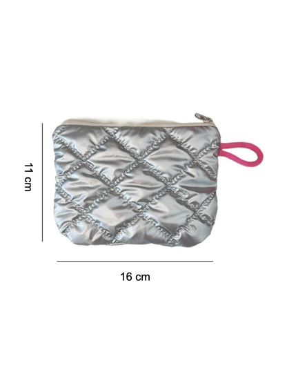 Cosbai - Silver & Pink Coin Purse with Heart Pattern