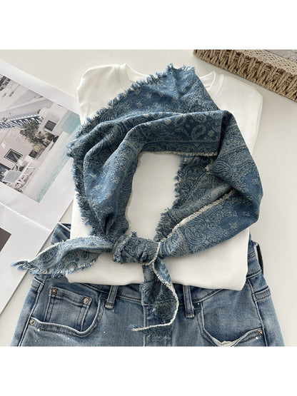Scarvii - Unisex Vintage Frayed Triangle Scarf