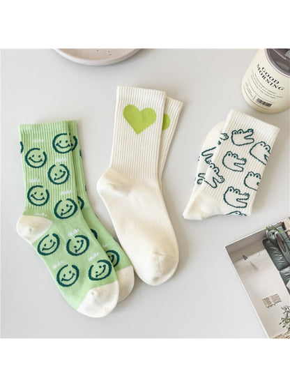 Rufia - Smiley & Heart Graphic Crew Socks