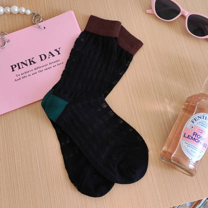 Rufia - Neon Color-Blocked Mesh Socks