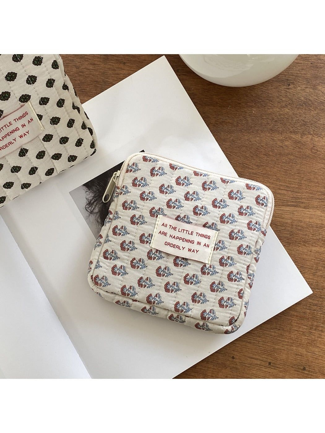 Cosbai mini storage pouch with colorful cartoon print shown from top view