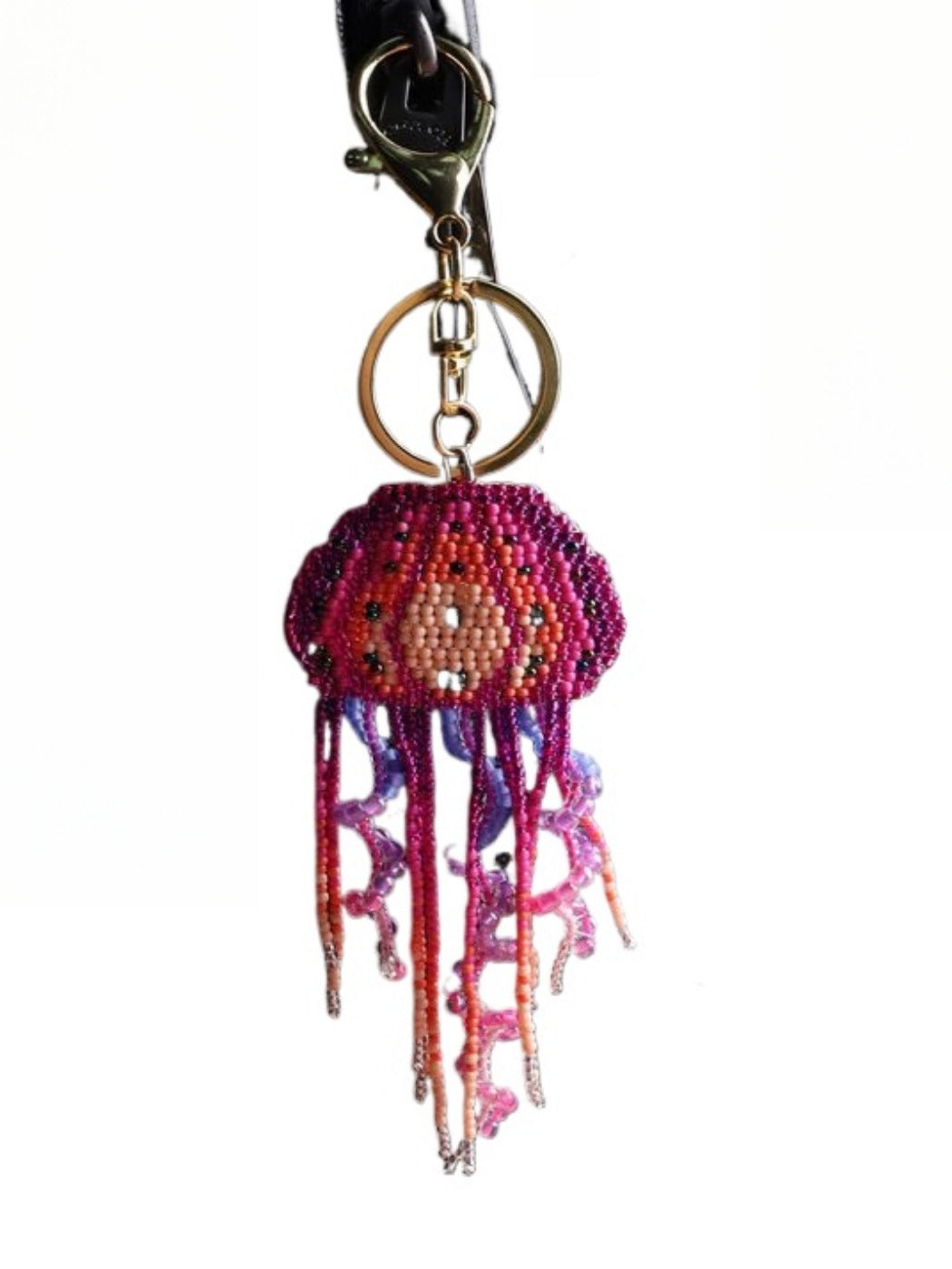 Koco Beaded Jellyfish Tassel Keychain Charm showing tassel detail