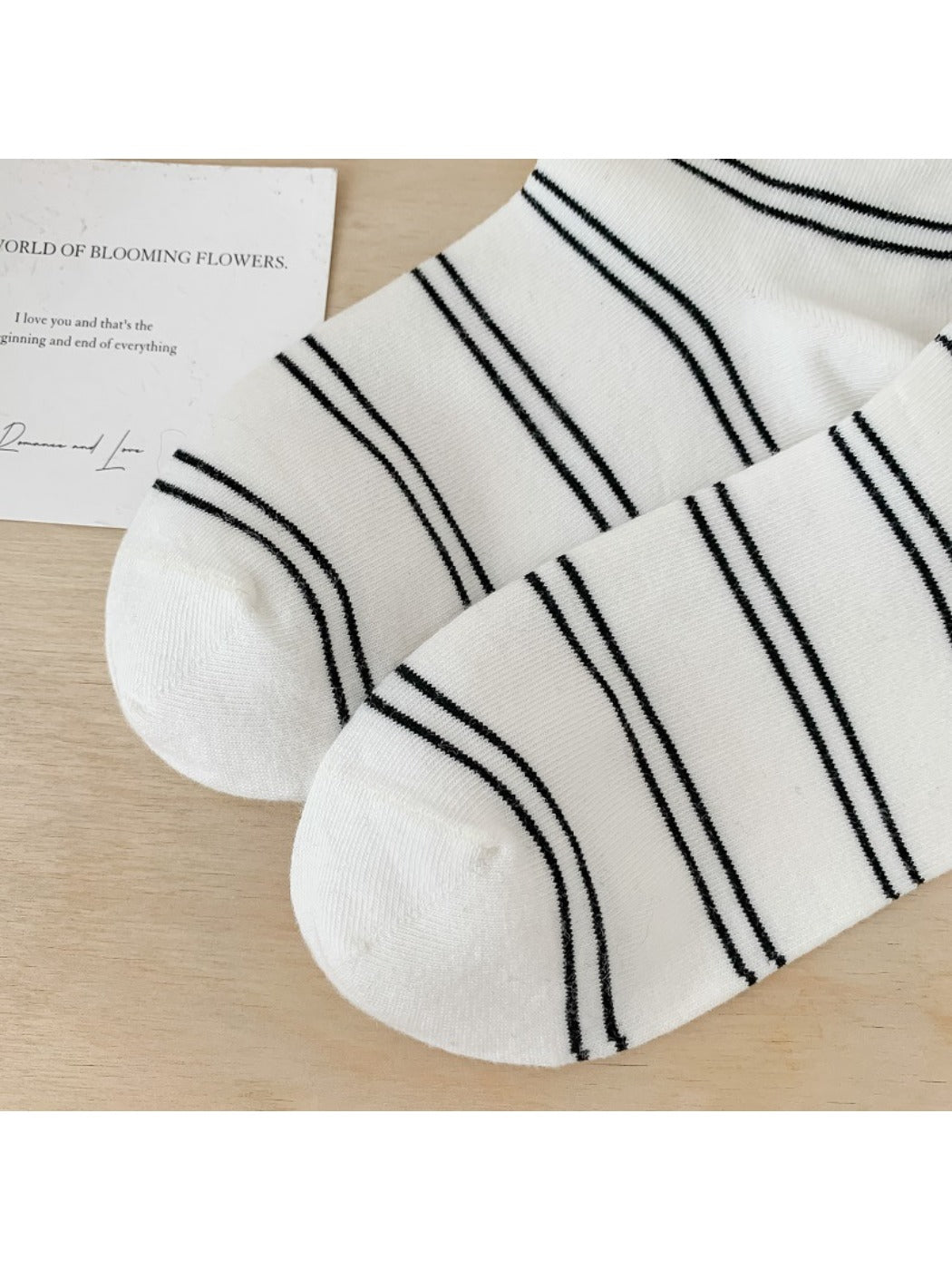 Rufia - Striped Puppy Mid-calf Socks - Cute & Stylish