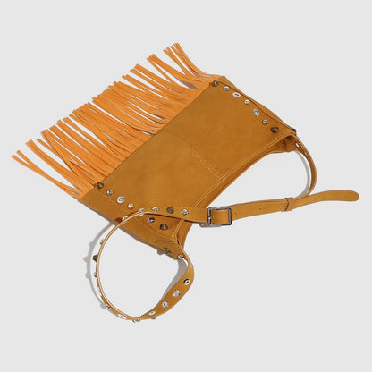Cosbai - Boho Punk Fringe Shoulder Bag - Blod & Classic
