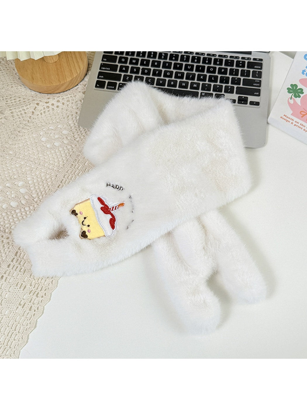 Gloving - Cute Plush Cake Motif Women's Warm Gloves