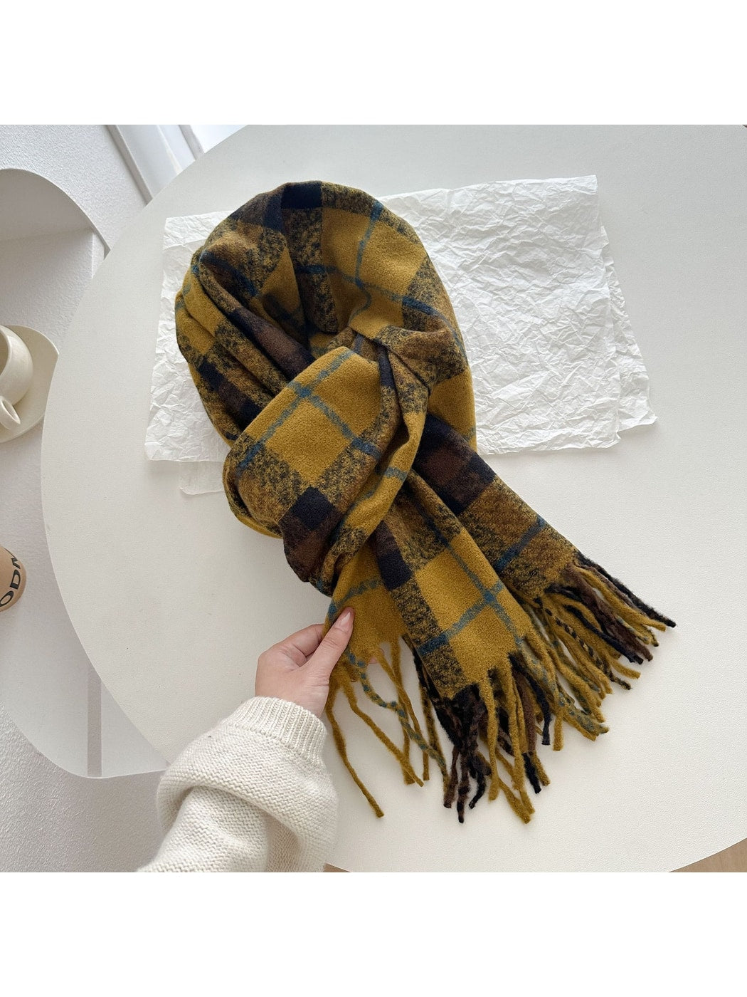 Scarvii - Double-Sided Plaid Fringed Winter Scarf