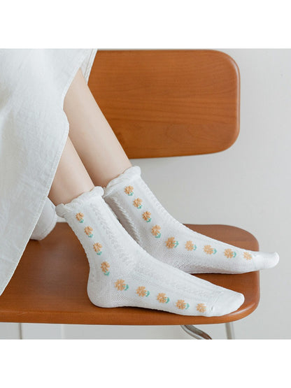 Rufia - Daisy Knit Pattern Everyday Crew Socks product image 1