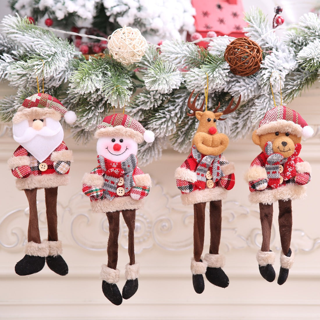 Xris - Christmas Long-Legged Plaid Fabric Doll Ornament