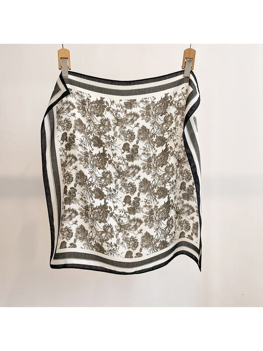 Scarvii - Botanical Print Simple Border Square Scarf