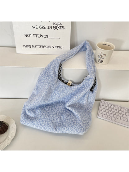 Cosbai – Plush Shoulder Bag with Leopard Pattern