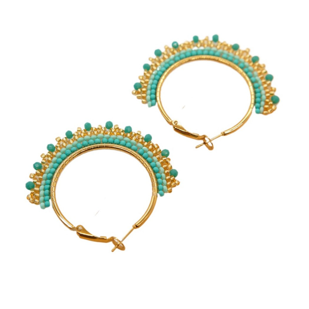 Earwish - Boho Beaded Hoop Tassel Earrings - Elegant & Playful