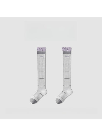 Rufia - Striped Ribbed Casual Knee-high Socks