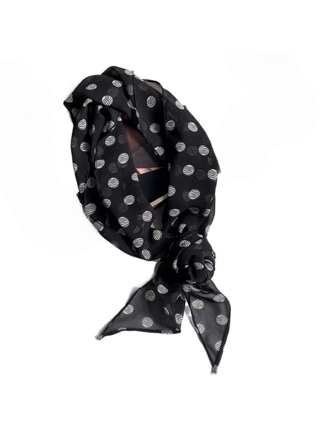 Scarvii - Vintage Classic Spot Print Long Scarf Headband