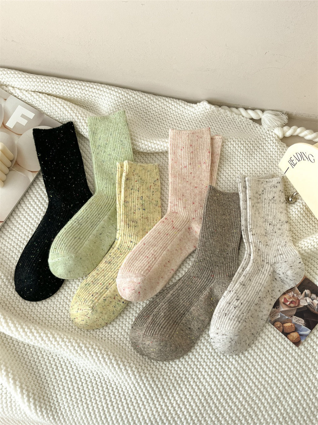 Rufia - Speckled Rib Knit Crew Socks