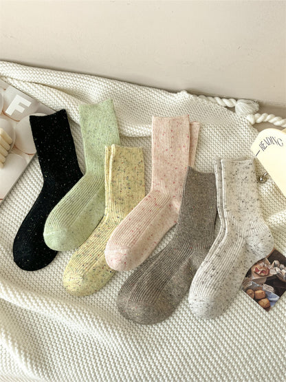 Rufia - Speckled Rib Knit Crew Socks