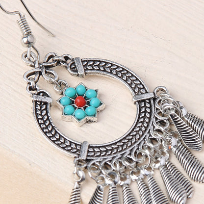 Earwish - Boho Fringe Earrings with Floral Charm