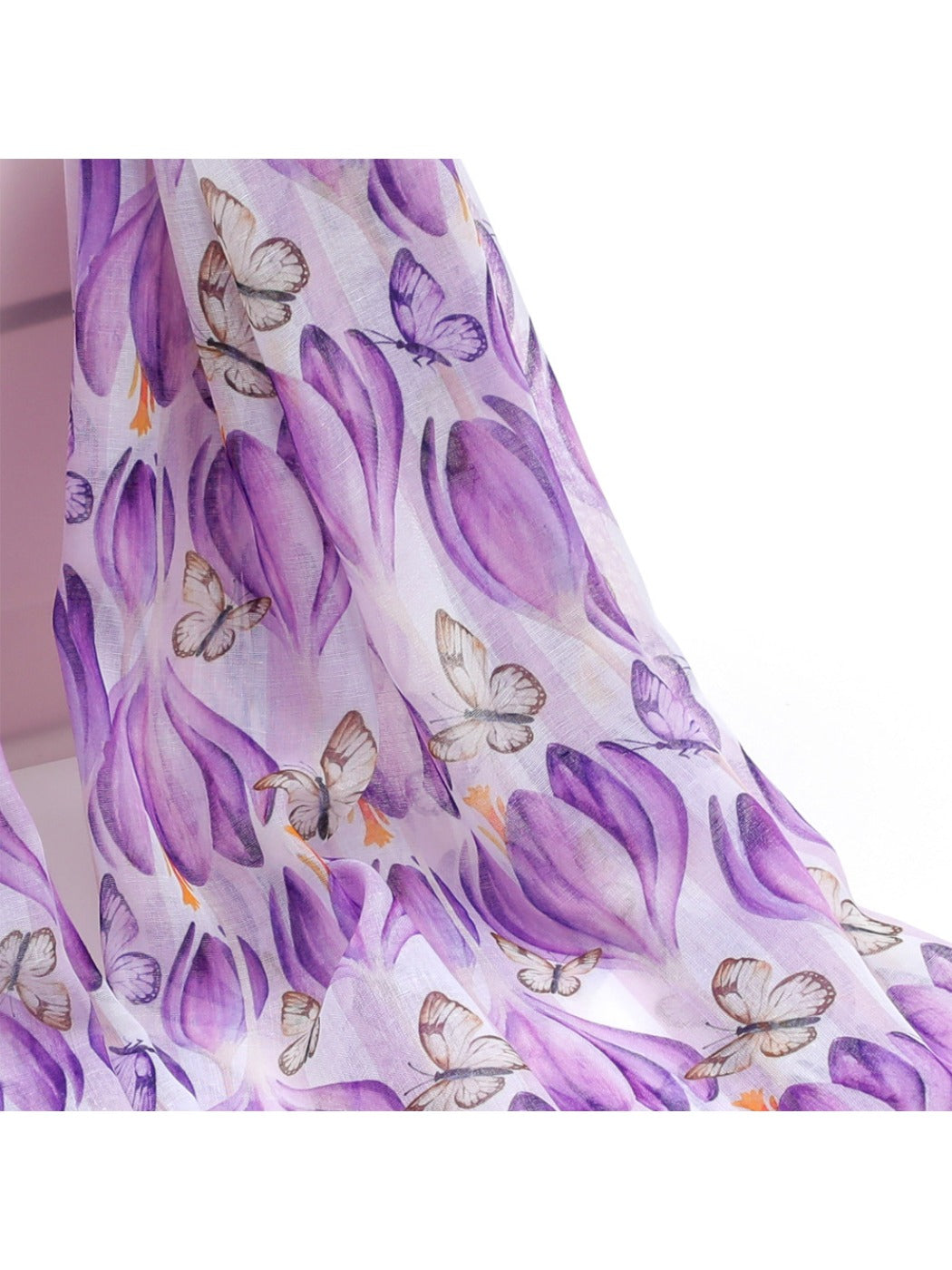 Scarvii - Purple Butterfly Floral Print Scarf