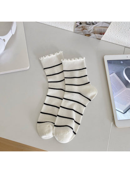Rufia - Minimal Bow and Stripe Ankle Socks product image 6