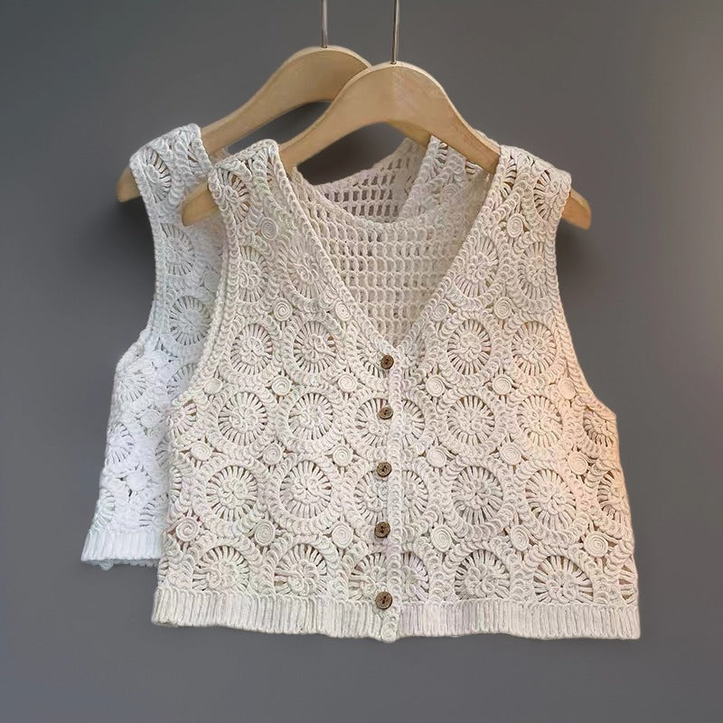 Crosa - V Neck Crochet Boho Vest
