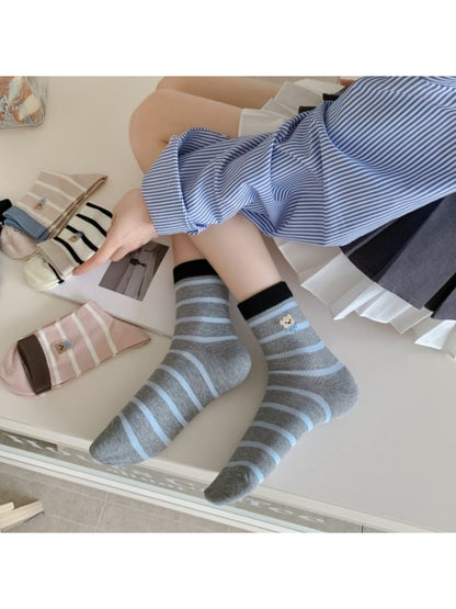 Rufia - Cute Bear Stripe Crew Socks product image 4