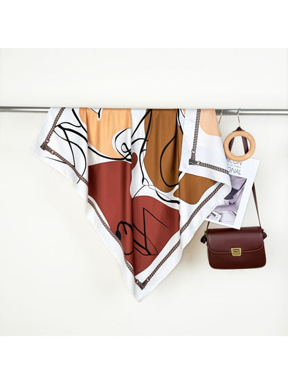 Scarvii - Abstract Color Blocks and Lines Print Square Scarf