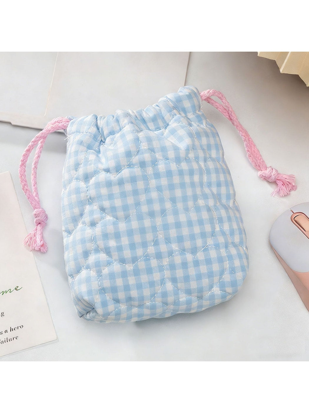 Cosbai - Quilted Drawstring Storage Pouch Bag