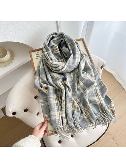 Scarvii - Classic Plaid Fringed Winter Scarf