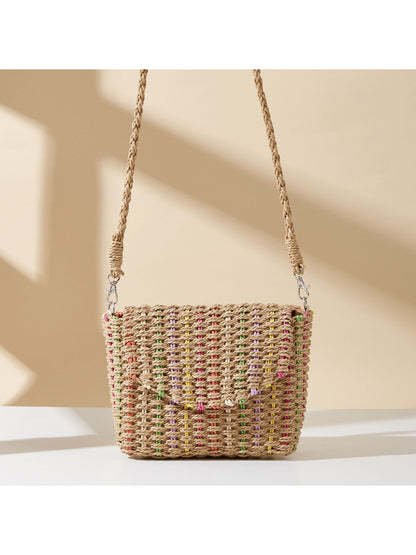Cosbai - Color Thread Summer Straw Bag - image 3