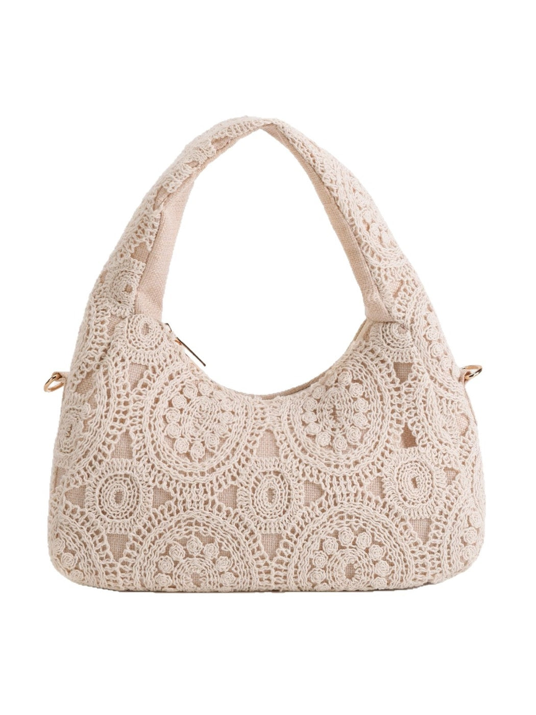 Cosbai - Beige Floral Woven Style Handbag