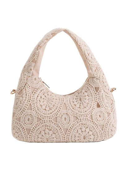 Cosbai - Beige Floral Woven Style Handbag