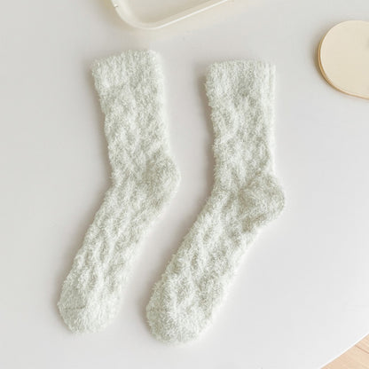 Rufia - Solid Color Soft Coral Fleece Socks