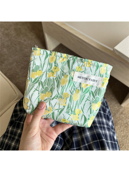 Cosbai - Floral Pattern Cosmetic Organizer Bag