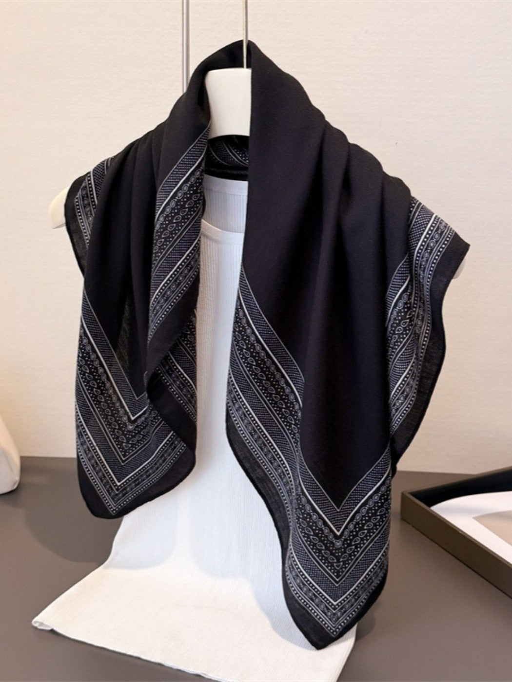 Scarvii - Minimalist Geometric Print Square Scarf – Simple & Elegant