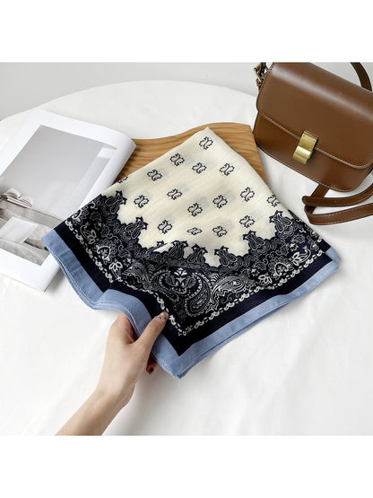 Scarvii - Colorblock Paisley Print Square Scarf