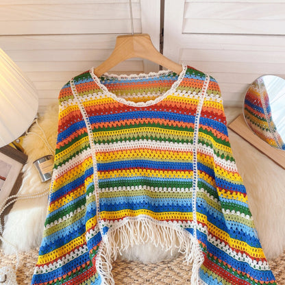 Crosa - Vintage Rainbow Open-Knit Sweater