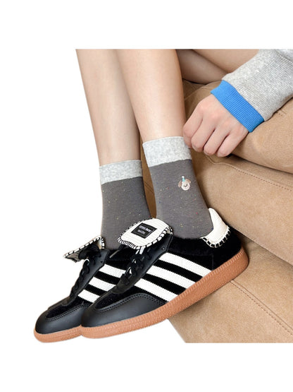 Rufia - Cute Cartoon Embroidered Mid-Calf Socks