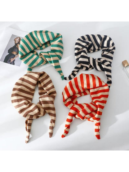 Scarvii - Striped Knit Neck Triangle Bandana