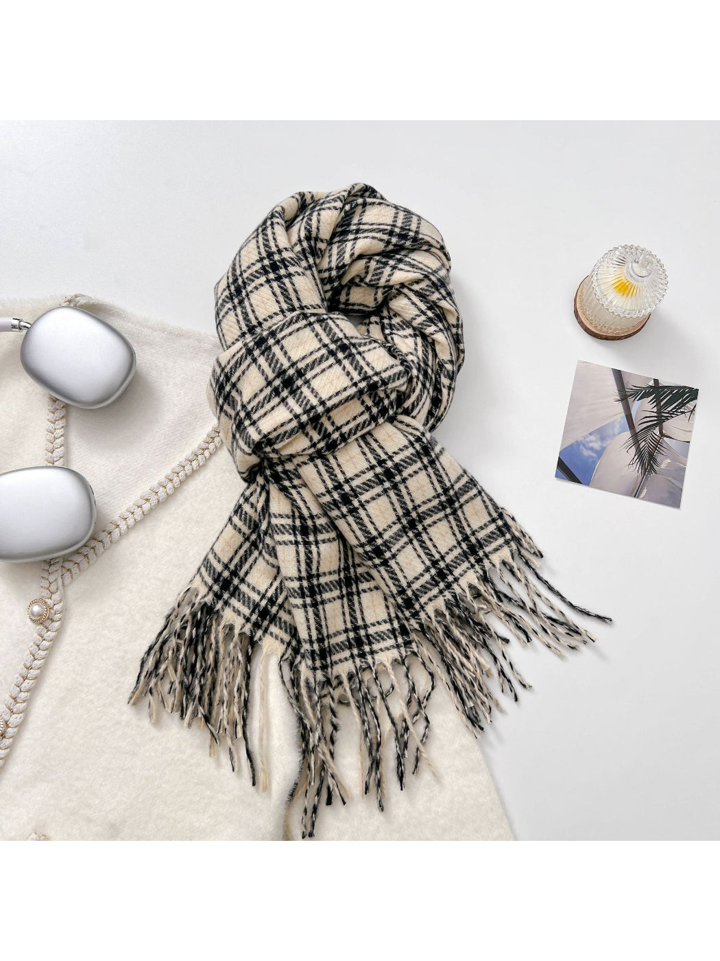 Scarvii - Cozy Plaid Fringe Warm Scarf