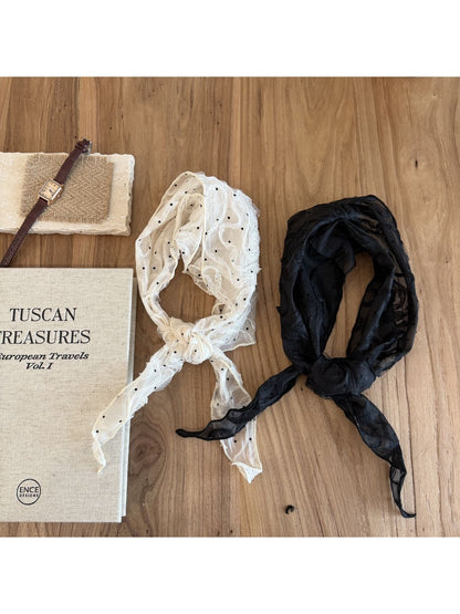 Scarvii - Rustic Embroidered Lace Triangle Scarf