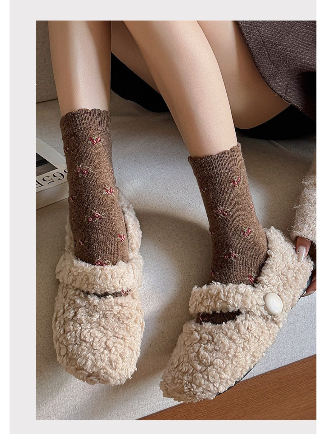 Rufia - Tiny Floral Knit Crew Socks