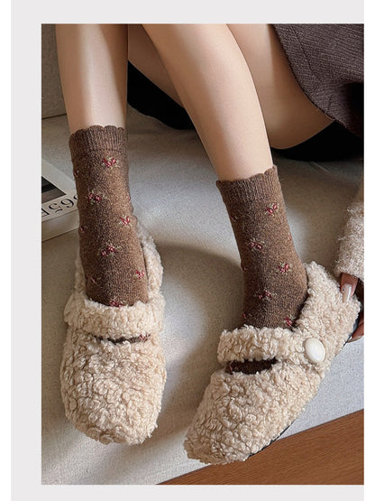 Rufia - Tiny Floral Knit Crew Socks